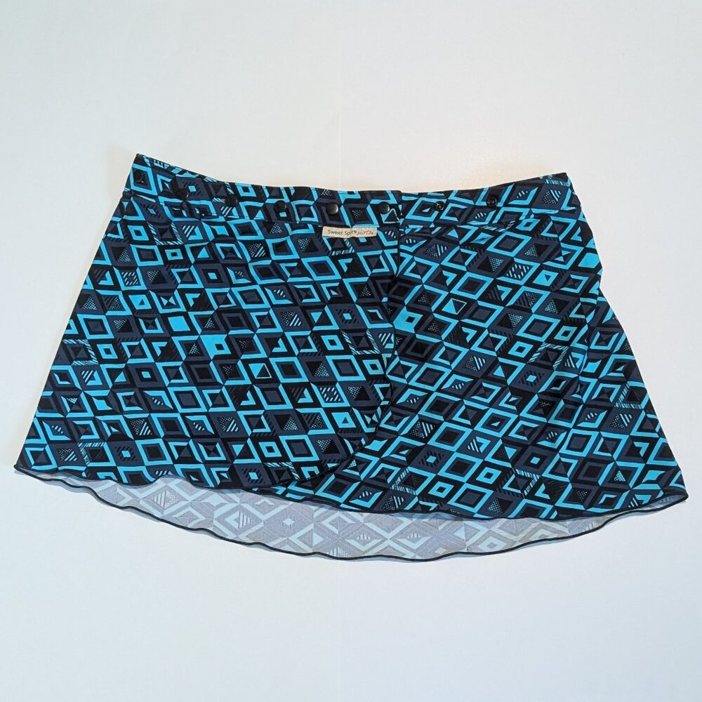 Sweet Spot Skirt, Size Adjustable From 2-14, Blue & Black Geometric, Women's